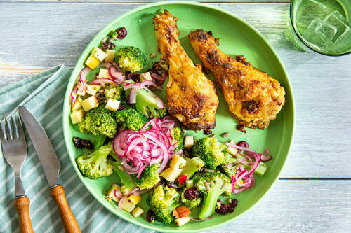 Special: Wohlfühlgerichte mit Twist Drumsticks „Fried Chicken“-Style mit Brokkoli