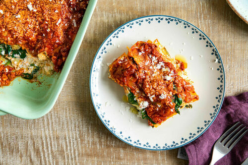 Artischocken-Spinat-Lasagne mit Ricotta und Käse