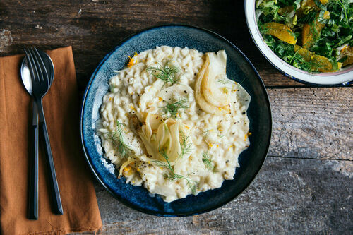Cremiges Fenchelrisotto dazu fruchtig-feiner Salat mit Orange