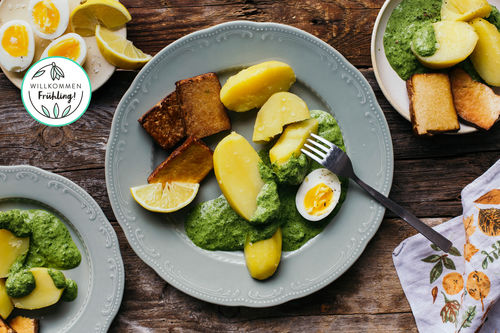 Frankfurter Grüne Soße mit Kartoffeln und Tofu