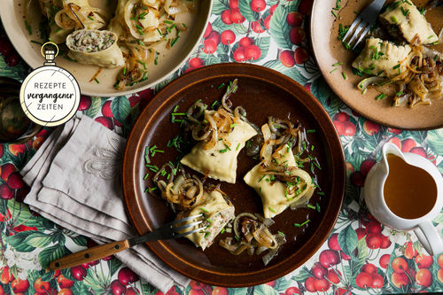 Schwäbische Maultaschen mit Zwiebelschmelze