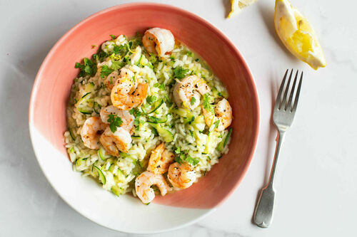 Garnelen-Zucchini-Risotto mit Zitrone und Kerbel
