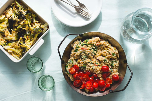 Gerösteter Brokkoli mit cremigem Nudel-Risotto