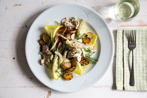 OP Feiner Räuchermakrelensalat mit Chicorée und kleinen Kartoffeln