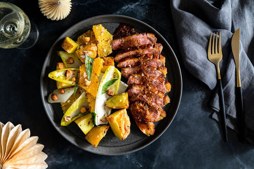 Special: Zarte Entenbrust à l’orange an Kartoffel-Chicorée-Salat mit Nüssen