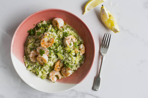 Garnelen-Risotto mit Zucchini und Zitrone