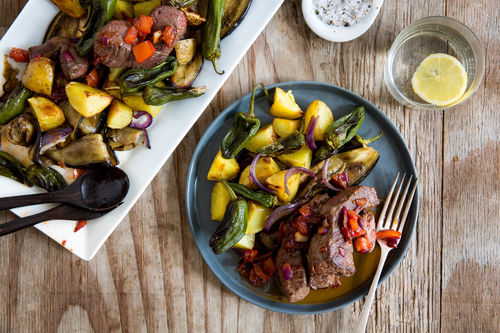 Rinderhüfte an Tomatenrelish mit mediterranem Grillgemüse