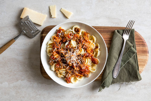 Orecchiette al ragù mit Rindfleisch-Pastinaken-Bolognese