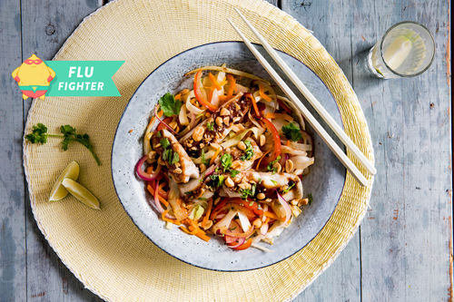 Tamarinden-Erdnuss-Seelachs mit Paprika-Weißkohl-Gemüse