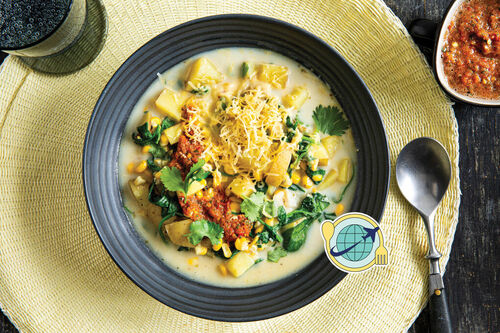 Special: Kartoffelsuppe ecuadorianische Art mit Käse und Tomaten-Koriander-Ají