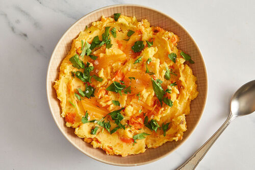 <650kcal: Kartoffelstampf koreanische Art mit Kimchi und Karotte