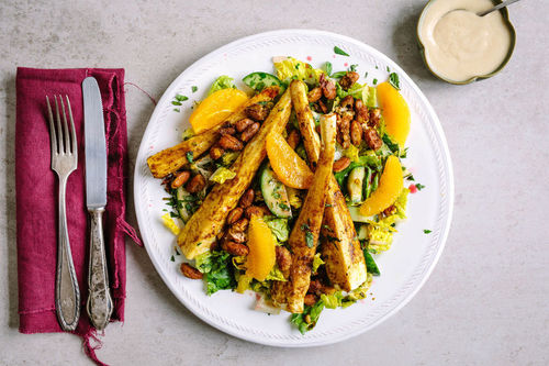 Orientalischer Bohnensalat mit Pastinake, Orange und Minze