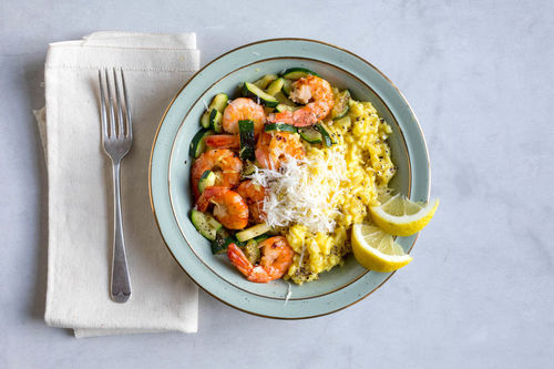 Safran-Garnelen-Risotto mit Zucchini und Zitrone