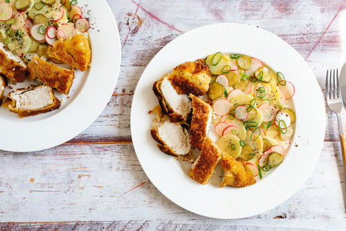 Wiener Backhendl mit Kartoffel-Radieschen-Salat