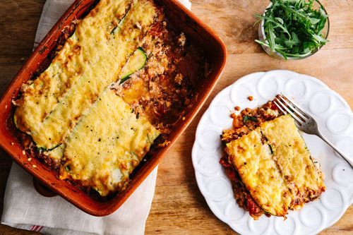 Low-Carb-Lasagne mit Zucchini und Ricotta-Linsen-Füllung
