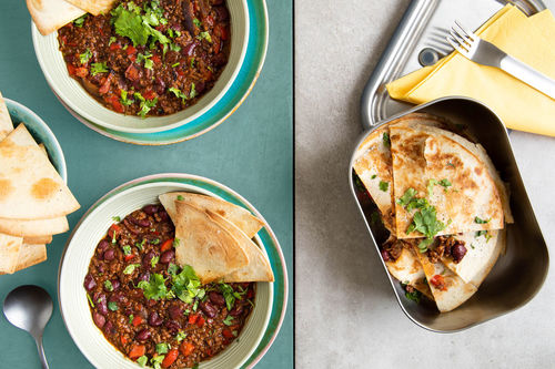 2in1: Chili con Carne mit Tortillachips & Quesadillas mit Chili-con-Carne-Füllung