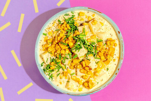 Sahniger Miso-Mais-Chowder mit Knollensellerie und Lauch