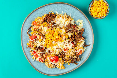 Reispfanne mit Rinderhack Tex-Mex-Style mit Mais und Tomaten