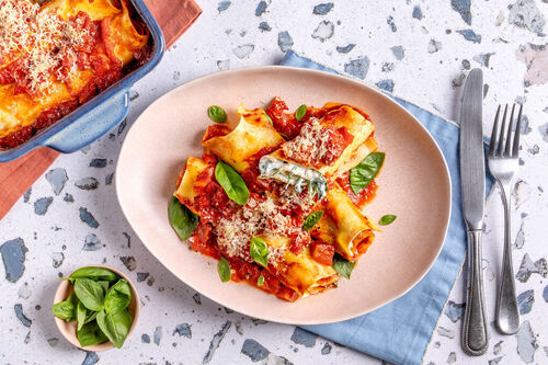 Gefüllte Nudelrollen mit Ricotta und Spinat