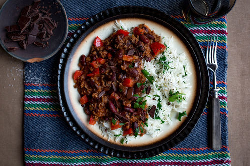 RS Herzhaftes Chili con Carne mit Kidneybohnen und Petersilienreis
