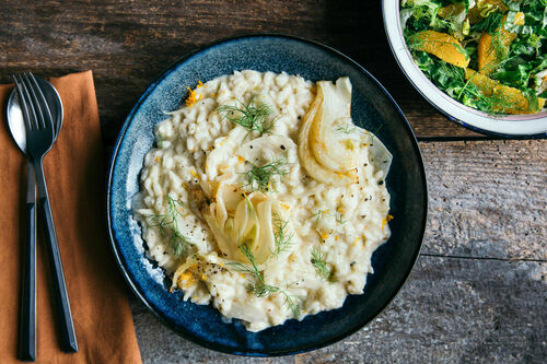 Cremiges Fenchelrisotto dazu fruchtig-feiner Salat mit Orange