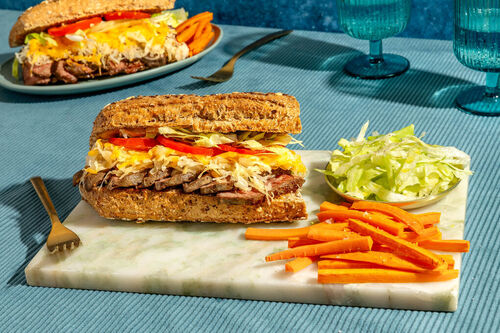 American Beef Sandwich mit Bio-Rind und gebackenen Karotten