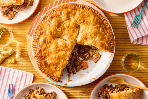 Big Batch Pub-Style Meat Pie with Beef, Bacon & Mushrooms