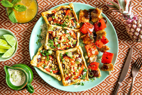 Special: Paprika-„Hähnchen“-Spieße & Flammkuchen Asia-Style mit Erdnüssen