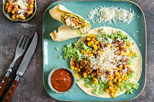 Sloppy-Joe-Burritos mit Tofu und Brokkolireis-Mais-Füllung